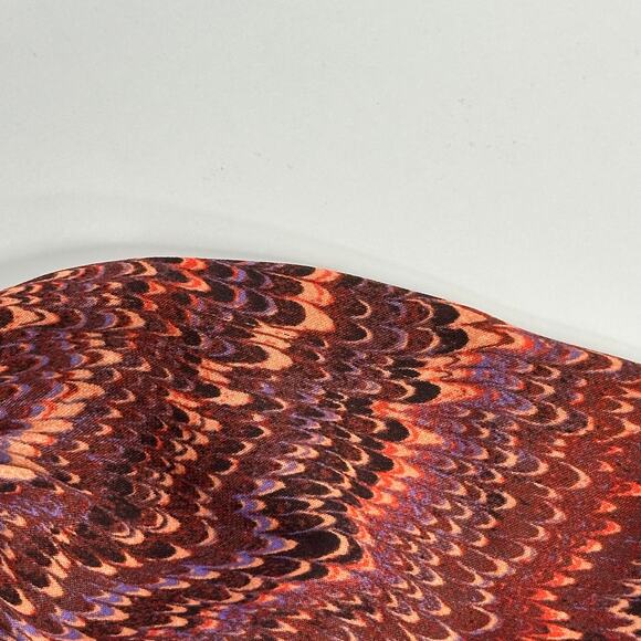 Rachel Zoe Brown/Orange Geo Smocked Short Sleeve V-Neck Top Womens Size Medium M - Picture 9 of 10